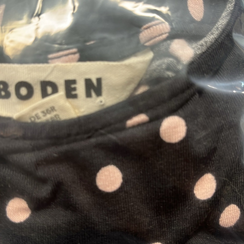 Boden US 6R Abigail Jersey Dress Long Sleeve 0460 Black Milkshake Pink Spot - Picture 13 of 13